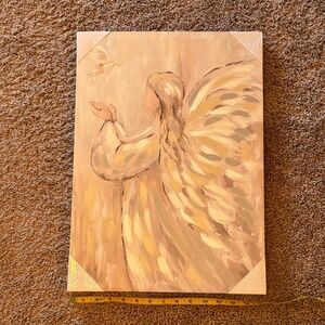 Elegant Angel Canvas Art in Cream and Tan